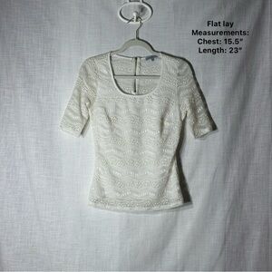 Charlotte Russe White Lace Coquette Top S Fitted Scoop Neck Romantic Back Zip